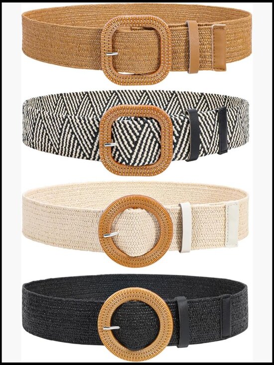 Straw Woven Elastic Stretch Waist Belt for Women, Boho Braided Fashion main image 7